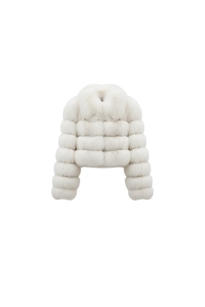 White fur coat isolated on white background